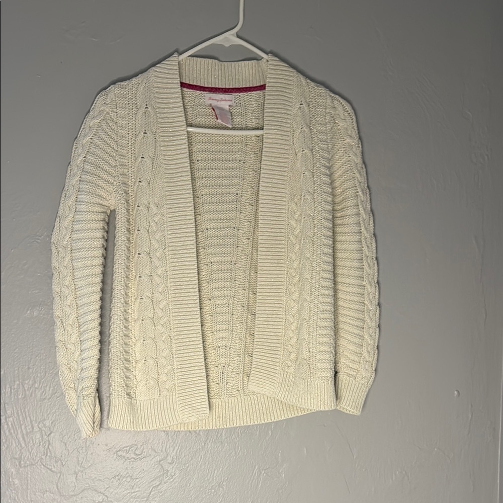 Tommy Bahama Cream Cable Knit Cardigan Sweater 68